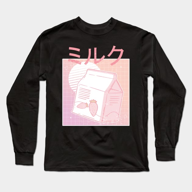 Japanese Strawberry Milk Long Sleeve T-Shirt by Noveldesigns